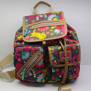 Lilly Bloom Playful Garden Backpack w/ cats NWT